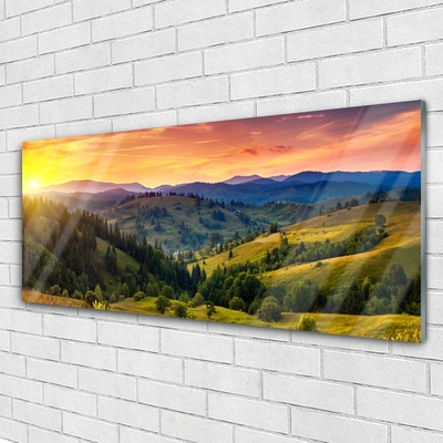 Foto schilderij op glas West meadow landscape