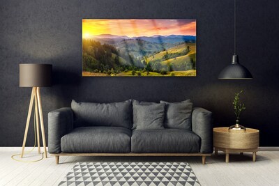 Foto schilderij op glas West meadow landscape