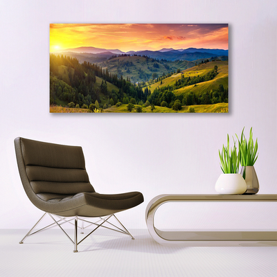 Foto schilderij op glas West meadow landscape