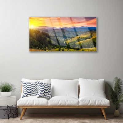 Foto schilderij op glas West meadow landscape