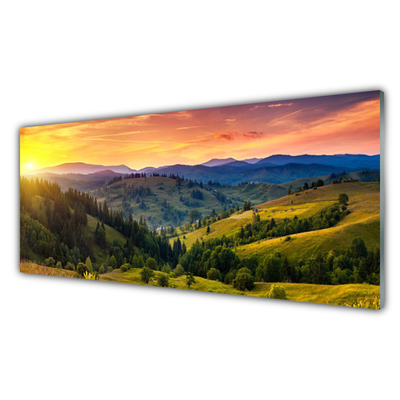 Foto schilderij op glas West meadow landscape