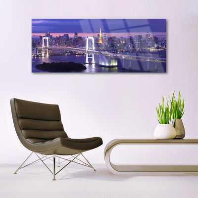 Foto schilderij op glas Bridge city architectuur