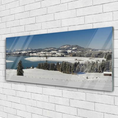 Foto schilderij op glas Bergen van de sneeuw lake region