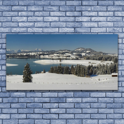 Foto schilderij op glas Bergen van de sneeuw lake region