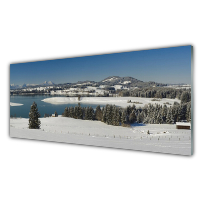 Foto schilderij op glas Bergen van de sneeuw lake region