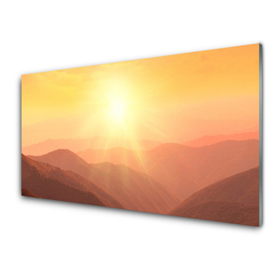 Foto schilderij op glas Sun mountain landscape