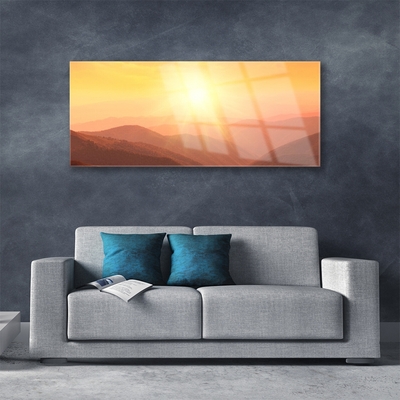 Foto schilderij op glas Sun mountain landscape