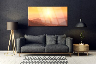 Foto schilderij op glas Sun mountain landscape