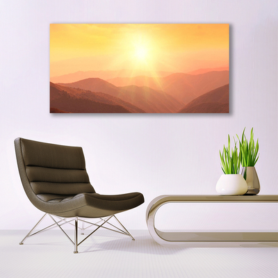 Foto schilderij op glas Sun mountain landscape