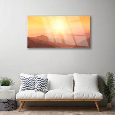 Foto schilderij op glas Sun mountain landscape