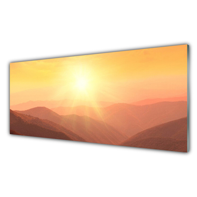 Foto schilderij op glas Sun mountain landscape