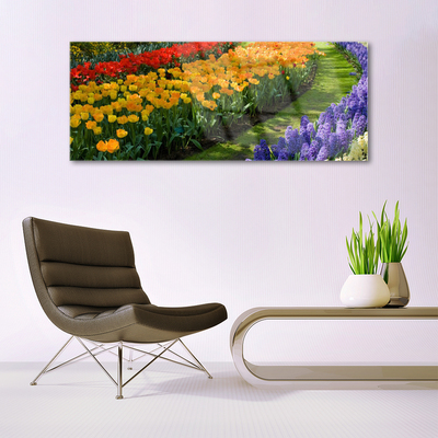 Foto schilderij op glas Tulpen bloemen garden