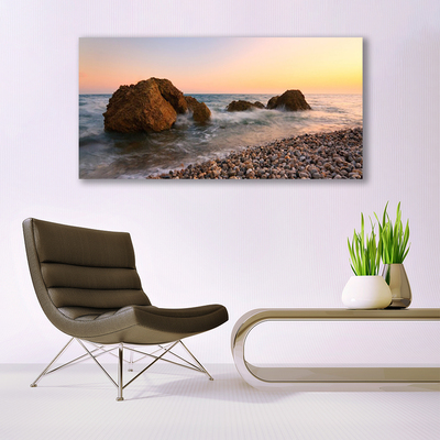 Foto schilderij op glas Rocks coast sea waves