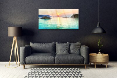 Foto schilderij op glas Rotsen sun sea landscape