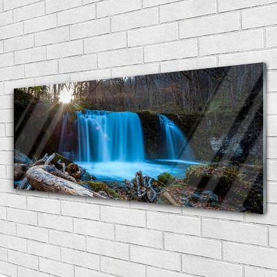 Foto schilderij op glas Zon natuur van de waterval