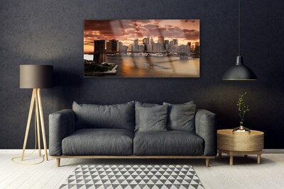 Foto schilderij op glas Stad van brooklyn bridge