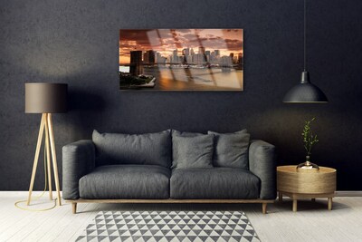 Foto schilderij op glas Stad van brooklyn bridge