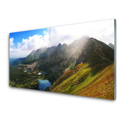 Foto schilderij op glas Mountain meadow landscape