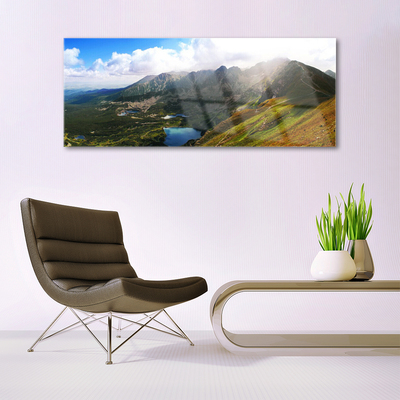 Foto schilderij op glas Mountain meadow landscape