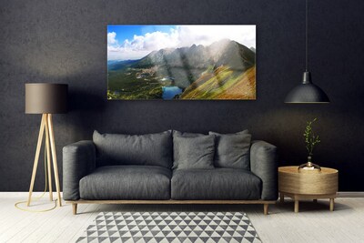 Foto schilderij op glas Mountain meadow landscape