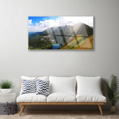 Foto schilderij op glas Mountain meadow landscape