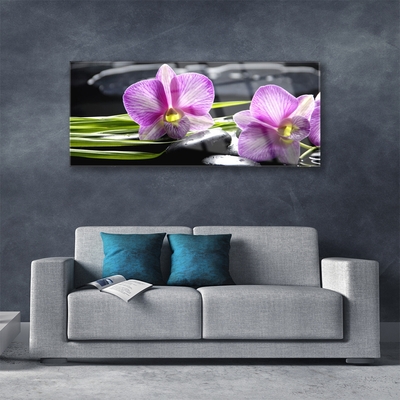 Foto schilderij op glas Orchid zen spa stones