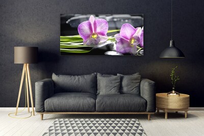 Foto schilderij op glas Orchid zen spa stones