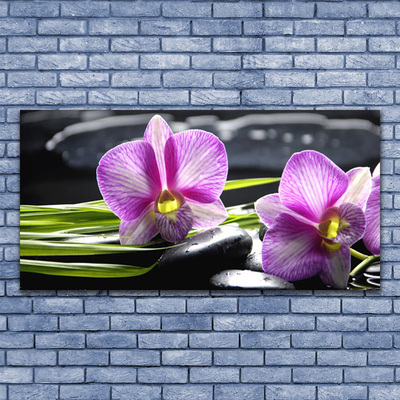 Foto schilderij op glas Orchid zen spa stones