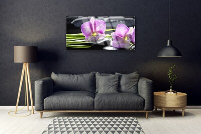 Foto schilderij op glas Orchid zen spa stones