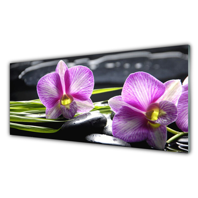 Foto schilderij op glas Orchid zen spa stones