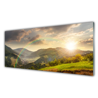 Foto schilderij op glas Bergweide sunset