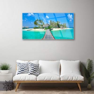 Foto schilderij op glas Tropical palm beach