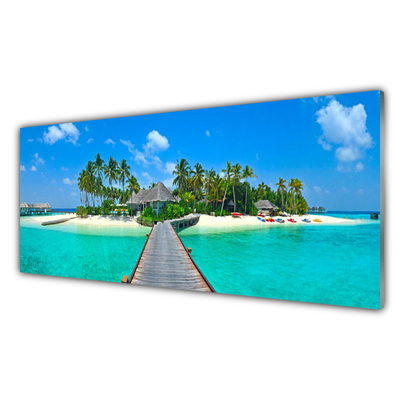 Foto schilderij op glas Tropical palm beach