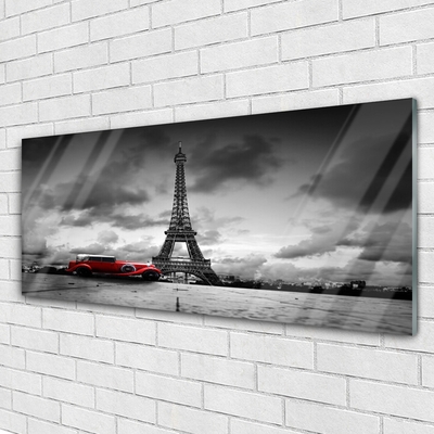 Foto schilderij op glas Parijs uitzicht op de eiffeltoren
