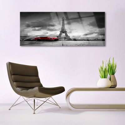 Foto schilderij op glas Parijs uitzicht op de eiffeltoren