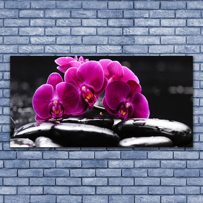 Foto schilderij op glas Zen stenen orchid spa