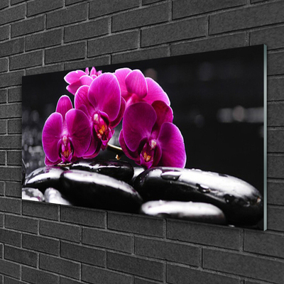Foto schilderij op glas Zen stenen orchid spa