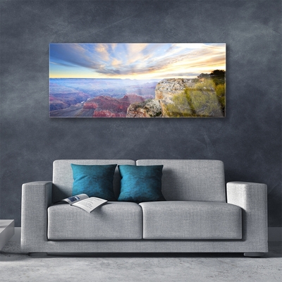 Foto schilderij op glas Sea mountain landscape