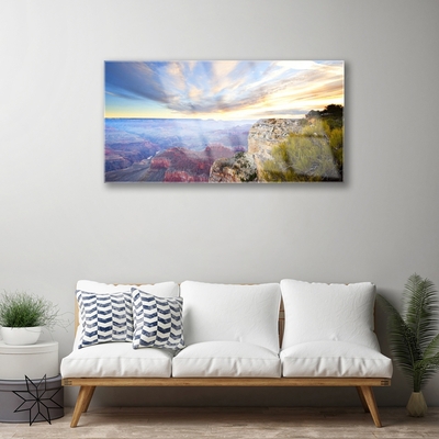 Foto schilderij op glas Sea mountain landscape