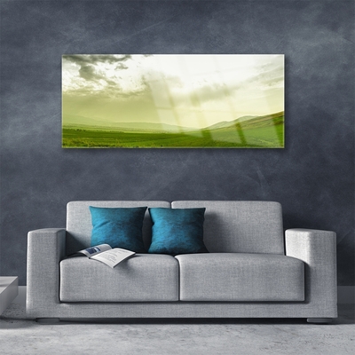 Foto schilderij op glas Nature green meadow view