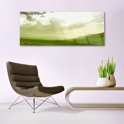 Foto schilderij op glas Nature green meadow view