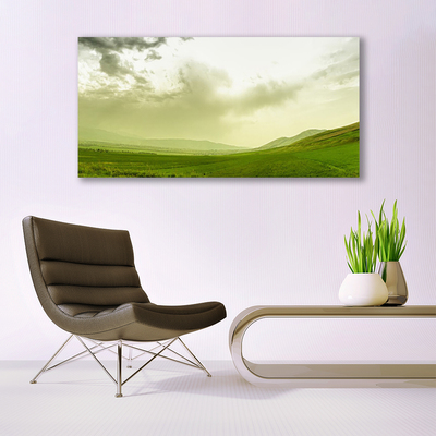 Foto schilderij op glas Nature green meadow view