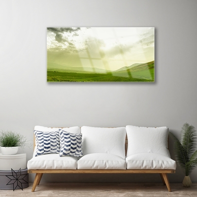 Foto schilderij op glas Nature green meadow view