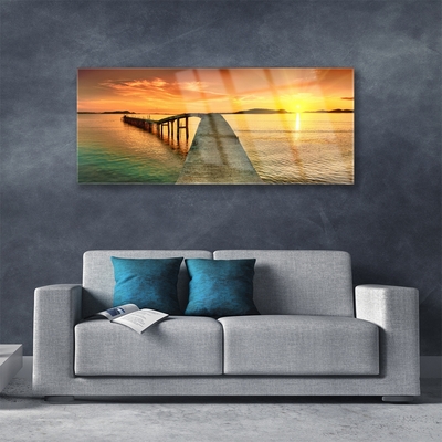 Foto schilderij op glas Zon landschap sea bridge