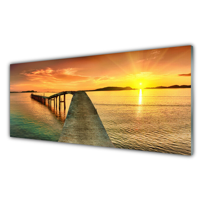 Foto schilderij op glas Zon landschap sea bridge