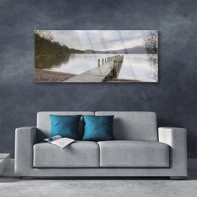 Foto schilderij op glas Architectuur bridge lake