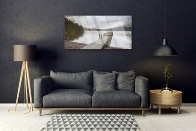 Foto schilderij op glas Architectuur bridge lake
