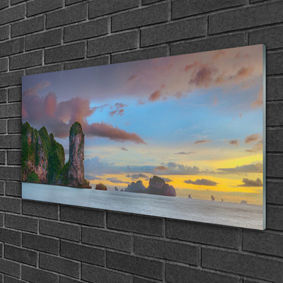 Foto schilderij op glas Sea mountain landscape