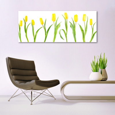 Foto schilderij op glas Tulpen gele bloemen