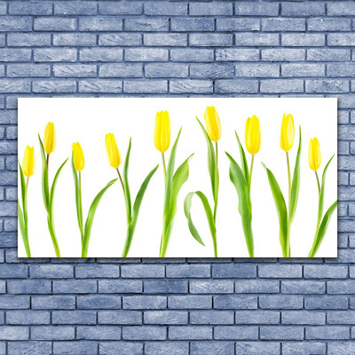 Foto schilderij op glas Tulpen gele bloemen